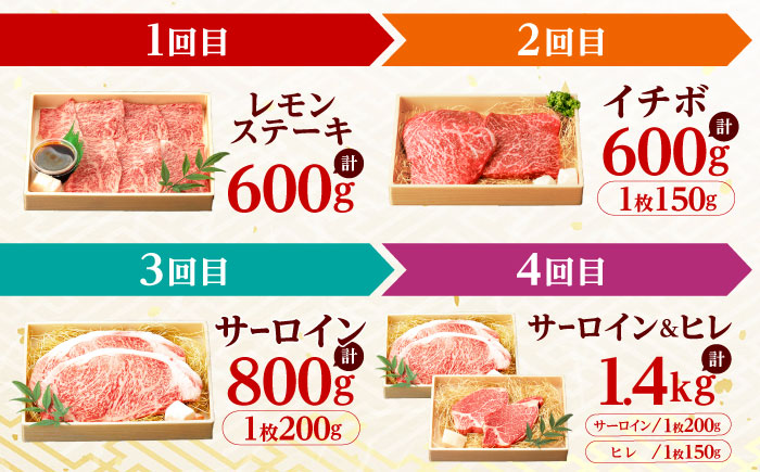 【12回定期便】 長崎和牛 A5 ステーキ堪能コース 総計11.7kg / モモ リブロース イチボ サーロイン ランプ ヒレ レモンステーキ / 肉 牛肉 ステーキ 焼肉 / 諫早市 / 野中精肉店 [AHCW086]