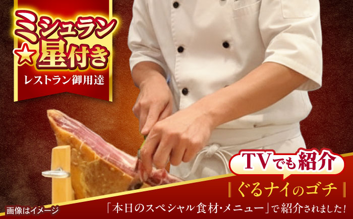 【特Aのブランド米で育てた】黒豚諫美豚プレミアム100 原木生ハム 8kg / 豚肉 ぶたにく 肉 ハム はむ モモ もも 原木 げんぼく / 諫早市 / 株式会社土井農場 [AHAD093]