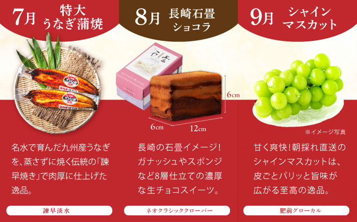 【諫早市市制施行20周年特別企画】【12回定期便】バラエティ定期便 諫早市セレクト / ステーキ 菓子 いちご 牡蠣 ハンバーグ しゅうまい うなぎ ケーキ シャインマスカット 米 豚肉 かまぼこ / 諫早市 [AHDC040]