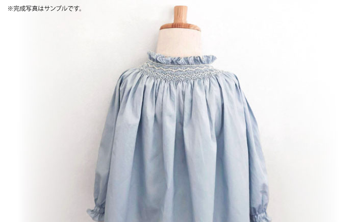 リバティ＜無地＞ スモッキング前開きブラウス キッズサイズ 100 / キッズ ブラウス 綿100％ リバティ / 諫早市 / まち工房 Filage [AHER004]