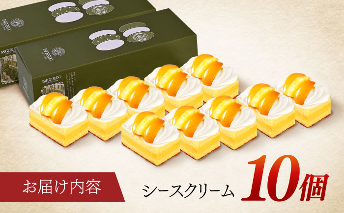長崎レトロモダンケーキ シースクリーム 10個 / スイーツ シュークリーム ケーキ 菓子 / 諫早市 / 株式会社梅月堂 [AHBN002]