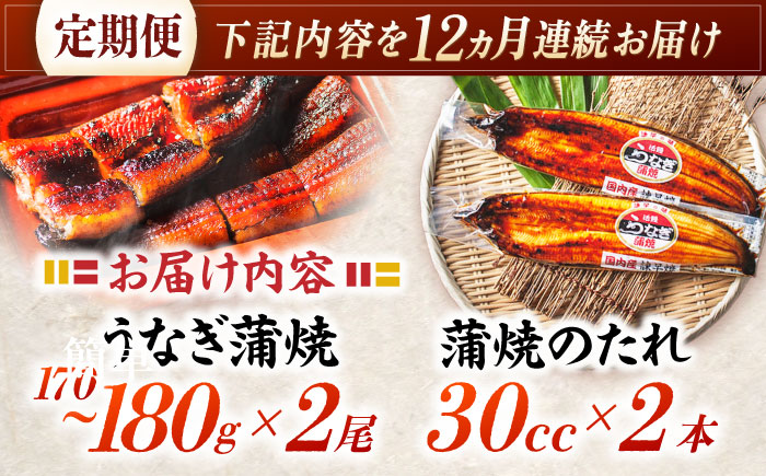 【12回定期便】【諫早淡水】特大うなぎ蒲焼2尾 / 特大 うなぎ ウナギ 鰻 国産うなぎ 国産鰻 蒲焼き 蒲焼 かばやき うな重 うな丼 / 諫早市 / 諫早淡水株式会社 [AHAT056]