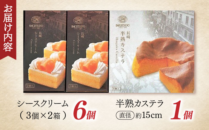 長崎ご当地スイーツシースクリームと半熟カステラ詰合せ / スイーツ シュークリーム カステラ かすてら 菓子 / 諫早市 / 株式会社梅月堂 [AHBN001]