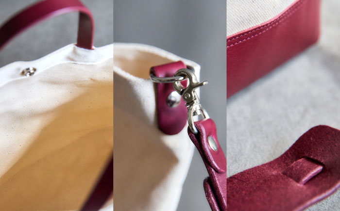 レザー×キャンバス トートバッグ ワイン L / 2WAY レザー トート トートバッグ ショルダー ショルダーバッグ 鞄 かばん マザーズバッグ 通勤 通学 BAG bag バック バッグ 革 ギフト / 諫早市 / 伊東製靴店 / [AHCN006]