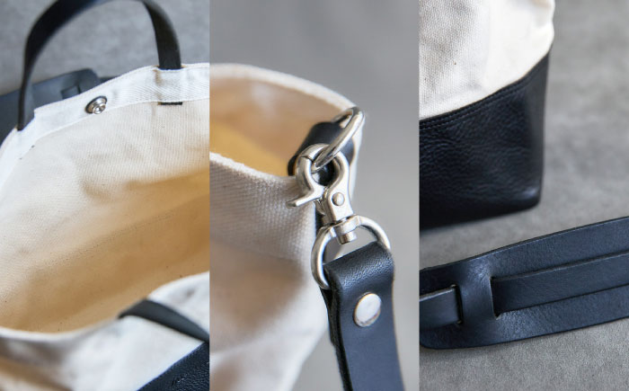 レザー×キャンバス トートバッグ ブラック S / 2WAY レザー トート トートバッグ ショルダー ショルダーバッグ 鞄 かばん マザーズバッグ 通勤 通学 BAG bag バック バッグ 革 ギフト / 諫早市 / 伊東製靴店 / [AHCN010]