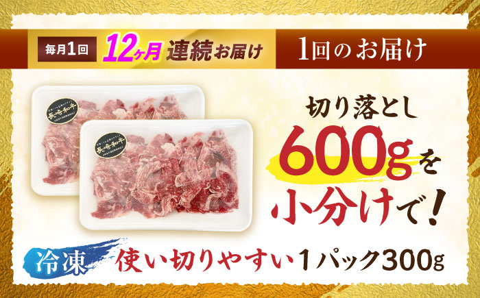 【12回定期便】長崎和牛 切落し 300g×2パック / 長崎和牛 切落し 和牛 国産牛 牛肉 / 諫早市 / 有限会社長崎フードサービス [AHDD008]
