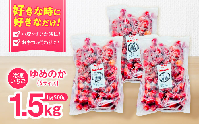 【完熟の恵み、ぎゅっと冷凍！】冷凍いちご「ゆめのか」 Sサイズ 1.5kg(500g×3) / いちご イチゴ 苺 冷凍 冷凍いちご 冷凍フルーツ イチゴジャム / 諫早市 / むらたサービス [AHFA002]