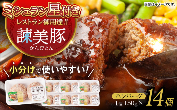 諫美豚ハンバーグ 14個（各150g）計2.1kg / 豚肉 ハンバーグ はんばーぐ おかず 惣菜 冷凍 / 諫早市 / 土井農場 [AHAD052]