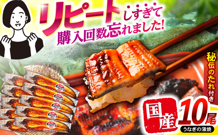 【年内配送】(12/23入金分まで)＜諫早淡水＞うなぎ蒲焼10尾 / うなぎ ウナギ 鰻 蒲焼き 蒲焼 かばやき 国産 冷凍 小分け うな重 うな丼 ひつまぶし / 諫早市 / 諫早淡水株式会社 [AHAT003]