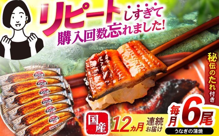【12回定期便】【諫早淡水】うなぎ蒲焼6尾 / うなぎ ウナギ 鰻 国産うなぎ 国産鰻 蒲焼き 蒲焼 かばやき うな重 うな丼 / 諫早市 / 諫早淡水株式会社 [AHAT038]