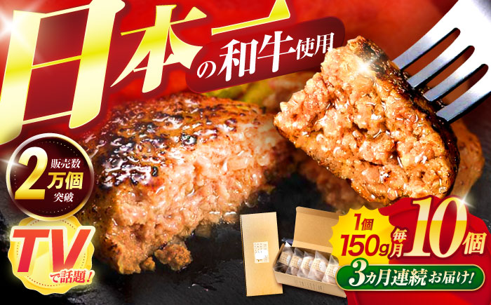 【3回定期便】ながさきふわとろハンバーグ 150g×10個入 / ハンバーグ はんばーぐ 肉 牛肉 豚肉 おかず 惣菜 定期便 / 諌早市 / ワールド・ミート有限会社 [AHBG010]