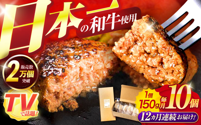【12回定期便】ながさきふわとろハンバーグ 150g×10個入 / ハンバーグ はんばーぐ 肉 牛肉 豚肉 おかず 惣菜 定期便 / 諌早市 / ワールド・ミート有限会社 [AHBG012]