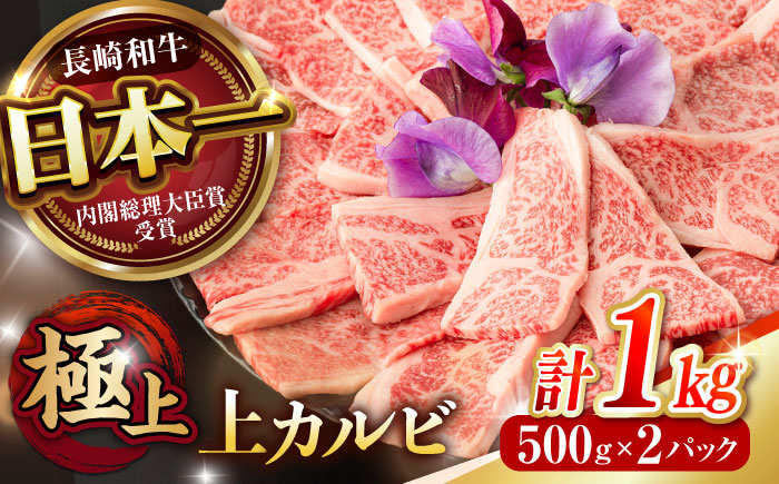 焼肉 上カルビ 1kg (500g×2) / 長崎和牛 A5ランク キャンプ BBQ バーベキュー / 諫早市 / 野中精肉店 [AHCW055]
