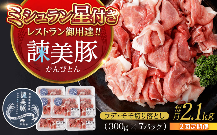 [2回定期便]豚肉切り落とし2.1kg!諫早平野の米で育てた諫美豚 / 諫美豚 豚肉 切り落とし 肉 豚 お肉 国産 人気 スライス / 諫早市 / 株式会社土井農場 [AHAD012]