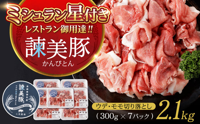 [特Aのブランド米で育てた]諫美豚 切り落とし 2.1kg / 諫美豚 豚肉 切り落とし 肉 ウデ モモ / 諫早市 / 株式会社土井農場 [AHAD063]