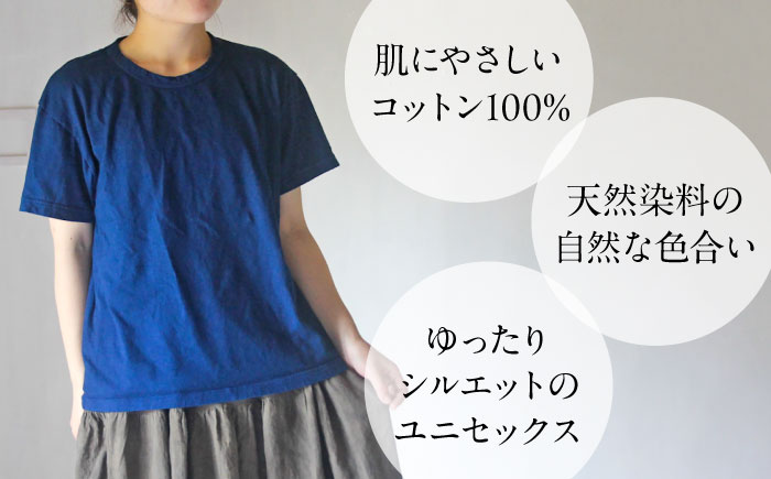 オーガニックコットン 完熟Tシャツ　【群青色】Lサイズ / オーガニック コットン 綿100　手染め 草木染め Ｔシャツ 半袖 トップス ファッション インナー 女性用 レディース 男性用 メンズ ユニセックス 男女兼用 ギフト 贈答 プレゼント / 大村市 / ISTIST [ACZW056-3]