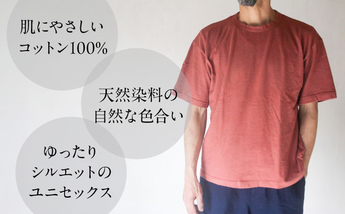 オーガニックコットン 完熟Tシャツ　【小豆色】Mサイズ / オーガニック コットン 綿100　手染め 草木染め Ｔシャツ 半袖 トップス ファッション インナー 女性用 レディース 男性用 メンズ ユニセックス 男女兼用 ギフト 贈答 プレゼント / 大村市 / ISTIST [ACZW057-2]