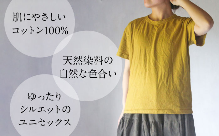 オーガニックコットン 完熟Tシャツ　【柑子色】 Lサイズ / オーガニック コットン 綿100　手染め 草木染め Ｔシャツ 半袖 トップス ファッション インナー 女性用 レディース 男性用 メンズ ユニセックス 男女兼用 ギフト 贈答 プレゼント / 大村市 / ISTIST [ACZW058-3]