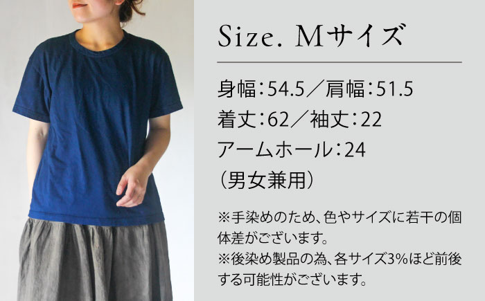 オーガニックコットン 完熟Tシャツ　【群青色】Mサイズ / オーガニック コットン 綿100　手染め 草木染め Ｔシャツ 半袖 トップス ファッション インナー 女性用 レディース 男性用 メンズ ユニセックス 男女兼用 ギフト 贈答 プレゼント / 大村市 / ISTIST [ACZW056-2]