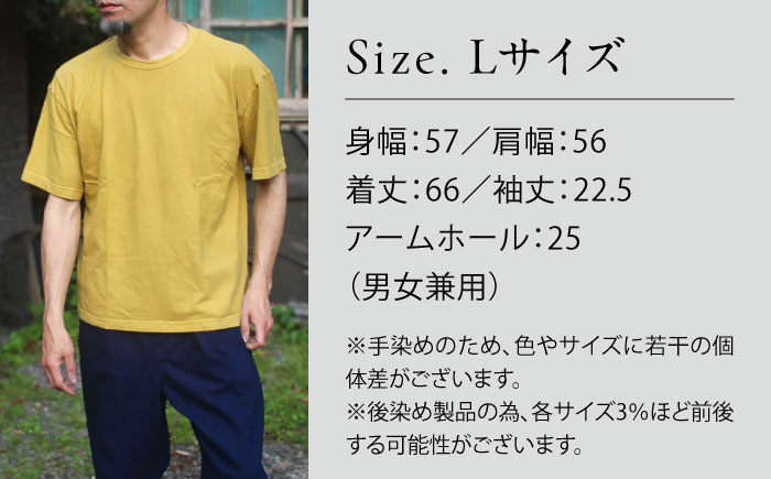 オーガニックコットン 完熟Tシャツ　【柑子色】 Lサイズ / オーガニック コットン 綿100　手染め 草木染め Ｔシャツ 半袖 トップス ファッション インナー 女性用 レディース 男性用 メンズ ユニセックス 男女兼用 ギフト 贈答 プレゼント / 大村市 / ISTIST [ACZW058-3]
