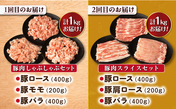 【5回定期便】ナルちゃんファーム 豚肉三昧お楽しみコース 総量5.4kg（豚肉しゃぶしゃぶ・スライス・焼肉・とんかつ計4kg ハムセット1.4kg）/ 豚肉 ロースハム ハム はむ ウインナー ういんなー ソーセージ そーせーじ フランク 豚ロース ロース ろーす 豚モモ モモ もも 豚バラ バラ 焼肉 しゃぶしゃぶ スライス 豚肉定期便 / 大村市 / おおむら夢ファームシュシュ[ACAA075]