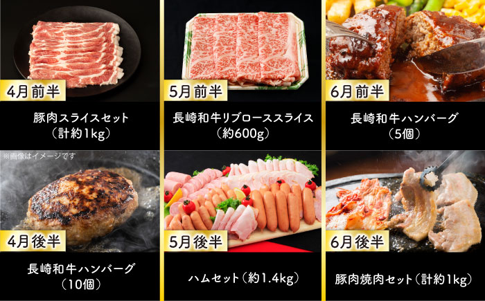 【24回定期便】毎月2回お届け！ファーストクラス定期便（ プリン いちご ジェラート ハムセット 豚肉 ジュレ ハンバーグ 長崎和牛 ぶどう お米 ジュース ）/ イチゴ 苺 ロースハム ウインナー ソーセージ フランク ロース モモ バラ 葡萄 ブドウ 米 コメ こめ 定期便 / 大村市 / おおむら夢ファームシュシュ[ACAA102]