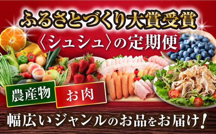 【12回定期便】豚肉＆農産物 ブルーベリーコース（ 豚肉 いちご ハムセット 野菜 果物 ブルーベリー みかん お米 ）/ ロース モモ バラ イチゴ 苺 やさい くだもの フルーツ ふるーつ ロースハム ウインナー ソーセージ フランク ぶるーべりー 蜜柑 ミカン コメ こめ 米 定期便 / 大村市 / おおむら夢ファームシュシュ[ACAA124]