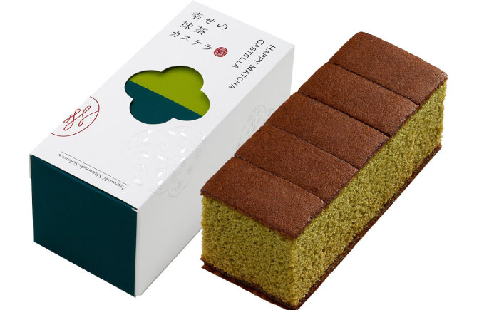 幸せの カステラ 2種 黄色 抹茶 計4本セット 0.3号 / かすてら 卵 人気 長崎 おやつ / 大村市 / 心泉堂[ACYU021]