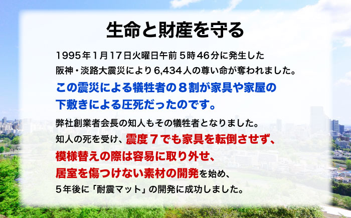 TV耐震セット壁寄せ50V 震度７対応 壁寄せTVスタンドの転倒防止！ ベルトストッパーテレビスタンド用～50型 + 耐震バイオマスマット 20ｘ20ｘ5ｍｍ 14枚 / 耐震 地震対策 転倒防止 防災 落下防止 / 大村市 / プロセブン [ACBX011]