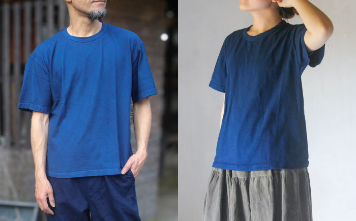 オーガニックコットン 完熟Tシャツ　【群青色】Mサイズ / オーガニック コットン 綿100　手染め 草木染め Ｔシャツ 半袖 トップス ファッション インナー 女性用 レディース 男性用 メンズ ユニセックス 男女兼用 ギフト 贈答 プレゼント / 大村市 / ISTIST [ACZW056-2]