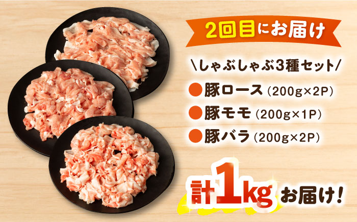 【3回定期便】毎月1kgお届け！ヘルシーポーク 焼肉・しゃぶしゃぶ・豚スライス セット 総量3kg / 豚肉 豚ロース ロース ろーす 豚モモ モモ もも 豚バラ バラ ばら 焼肉 しゃぶしゃぶ スライス 小分け 豚肉定期便 / 大村市 / おおむら夢ファームシュシュ[ACAA058]