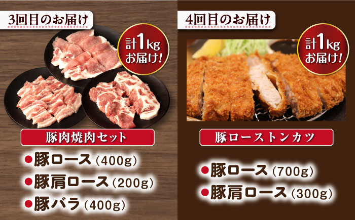 【5回定期便】ナルちゃんファーム 豚肉三昧お楽しみコース 総量5.4kg（豚肉しゃぶしゃぶ・スライス・焼肉・とんかつ計4kg ハムセット1.4kg）/ 豚肉 ロースハム ハム はむ ウインナー ういんなー ソーセージ そーせーじ フランク 豚ロース ロース ろーす 豚モモ モモ もも 豚バラ バラ 焼肉 しゃぶしゃぶ スライス 豚肉定期便 / 大村市 / おおむら夢ファームシュシュ[ACAA075]