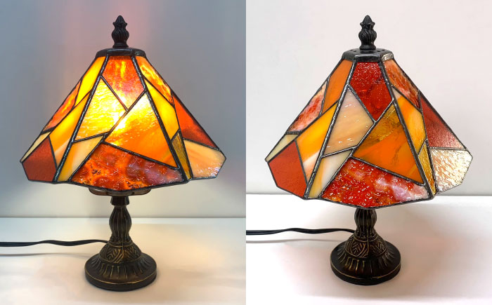 スタンド型ランプ色彩オレンジ / 照明 ライト ランプ ステンドグラス / 大村市 / ステンドグラス工房ウォークオン [ACZT011]
