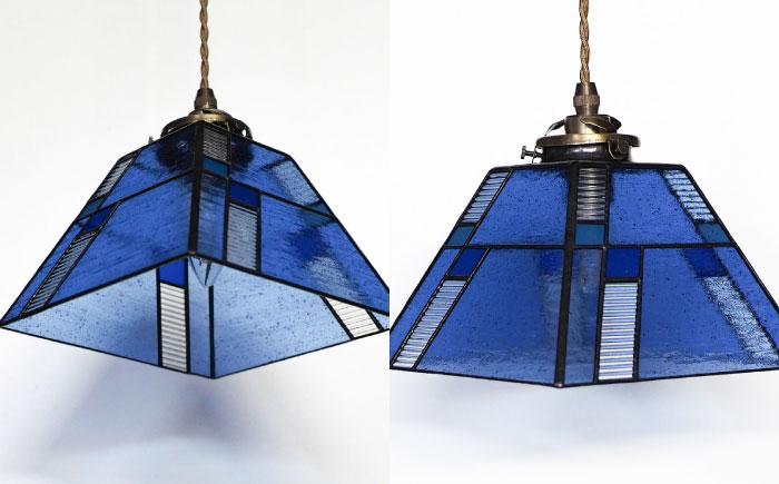 泡入りガラスのペンダントランプ 青系 吊り下げランプ / 照明 ライト
