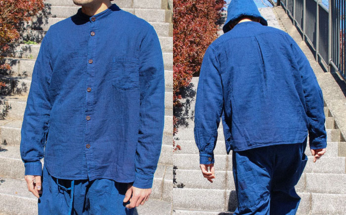 草木染 gauze shirt 群青色（ぐんじょういろ）Lサイズ ガーゼシャツ / シャツ 大人 洋服 ファッション ギフト 贈答 プレゼント / 大村市 / いすといすと～天然染料染物店～ISTIST[ACZW016]