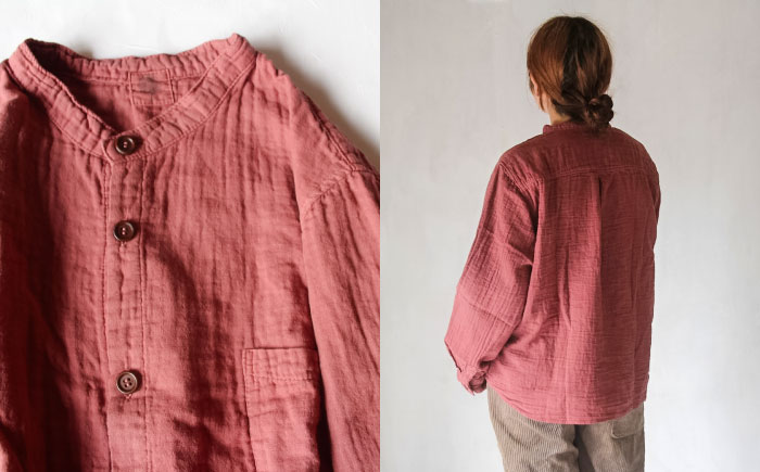 草木染 gauze shirt 小豆色（あずきいろ）Mサイズ ガーゼシャツ / シャツ 大人 洋服 ファッション ギフト 贈答 プレゼント / 大村市 / いすといすと～天然染料染物店～ISTIST[ACZW021]