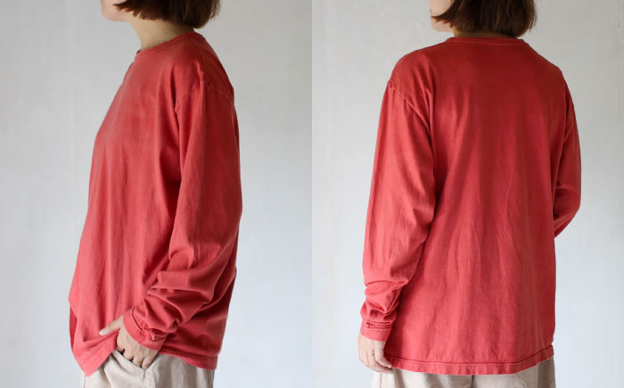 kito オーガニックコットン ロンT 【紅梅色】 / オーガニック コットン 綿100　手染め 草木染め ロンＴ ロングＴシャツ 長袖 ロングスリーブ トップス ファッション インナー 女性用 レディース ギフト 贈答 プレゼント / 大村市 / ISTIST [ACZW041]