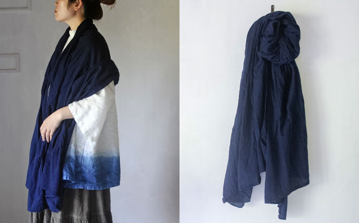 草木染め コットンショール 【群青色】　/ 大判 ショール ストール 草木染め 綿 綿100 ファッション 小物 レディース メンズ ギフト 贈答 プレゼント / 大村市 / ISTIST [ACZW051]