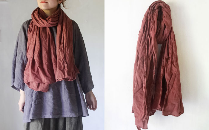 草木染め コットンショール 【小豆色】　/ 大判 ショール ストール 草木染め 綿 綿100 ファッション 小物 レディース メンズ ギフト 贈答 プレゼント / 大村市 / ISTIST [ACZW052]