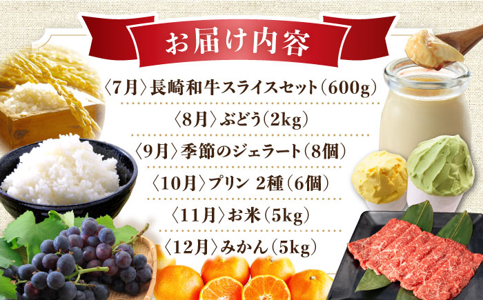 【12回定期便】グルっと1年分！おおむら定期便（ イチゴ 野菜 果物 トマト ジュレ ハム ジュース 和牛 ぶどう ジェラート プリン 米 みかん ）/ いちご やさい くだもの とまと はむ ウインナー ういんなー ソーセージ そーせーじ じゅーす 牛肉 長崎和牛 スライス ブドウ 葡萄 じぇらーと ぷりん コメ こめ ミカン 蜜柑 定期便 / 大村市 / おおむら夢ファームシュシュ [ACAA122]