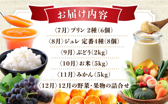 【12回定期便】選りすぐり！人気セレクト Bコース（ ハムセット いちご トマト ジュース 長崎和牛 ジェラート プリン ジュレ ぶどう お米 みかん 野菜 果物 ）/ ロースハム ハム  ウインナー ソーセージ フランク イチゴ 苺 とまと モモ ロース リブロース コメ こめ 米 ミカン 蜜柑 やさい くだもの フルーツ 定期便 / 大村市 / おおむら夢ファームシュシュ[ACAA123]