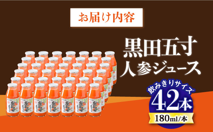 【年内発送】毎日!黒田五寸人参ジュース180ml 42本セット / ジュース じゅーす にんじん ニンジン 人参 ニンジンジュース 人参ジュース 野菜ジュース やさいジュース ドリンク 飲料水 / 大村市 / おおむら夢ファームシュシュ[ACAA132]