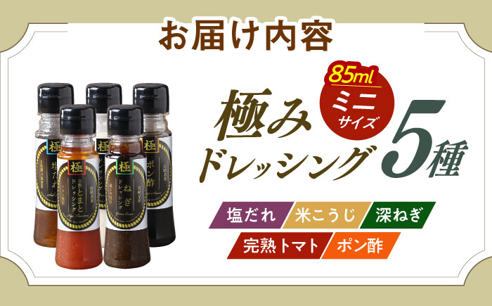 長崎の「極み」ドレッシングミニ 85ml×5本セット 万能定番セット / ドレッシング 調味料 サラダ / 大村市 / おおむら夢ファームシュシュ [ACAA401]