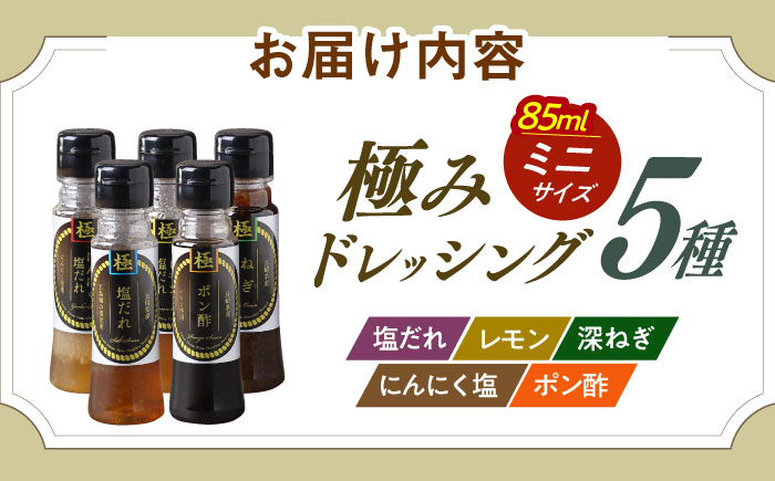 長崎の「極み」ドレッシングミニ 85ml×5本セット お肉のお供にセット / ドレッシング 調味料 サラダ / 大村市 / おおむら夢ファームシュシュ [ACAA403]