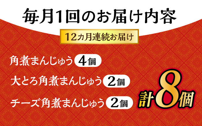 【12回定期便】角煮 まんじゅう 三種 食べくらべ セット 計96個（箱）岩崎本舗 大村市 [ACAH065]