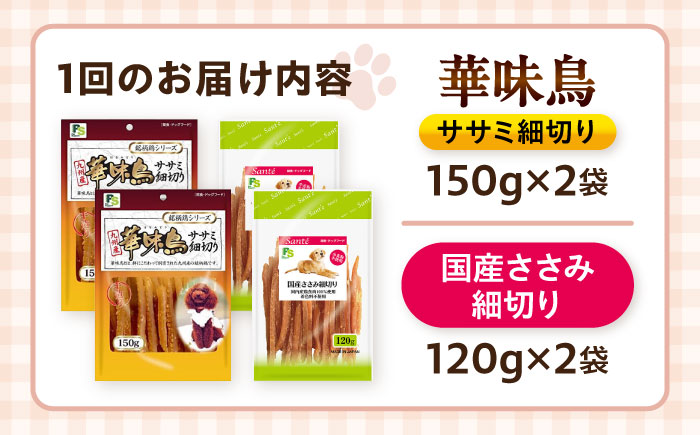 【全3回定期便】華味鳥セット ドッグフード (華味鳥ササミ細切り2袋/国産ささみ細切り2袋) / ドッグフード 犬 いぬ ドッグ おやつ ペットフード / 大村市 / サポート [ACAM046]