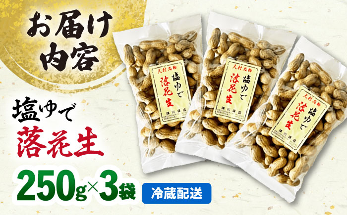 【冷凍保存3か月可】塩ゆで落花生 合計750g（250g×3袋） / ゆでぴー 落花生 ピーナッツ ナッツ おつまみ おやつ / 大村市 / 浦川豆店[ACZR001]