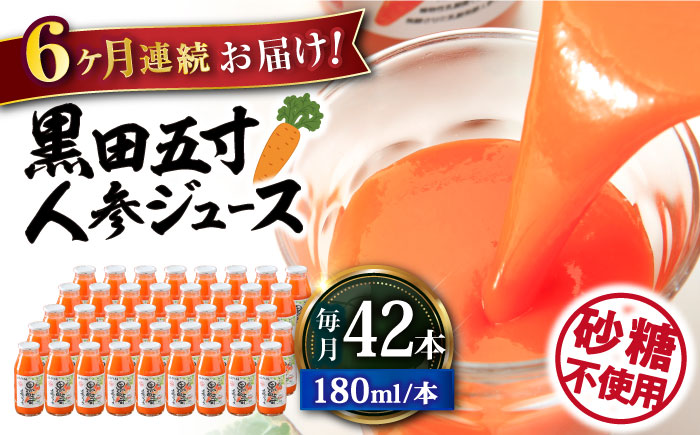 【6回定期便】 黒田五寸人参ジュース180ml 42本セット 総計252本 大村市 おおむら夢ファームシュシュ [ACAA113]