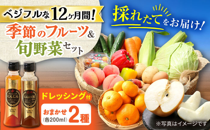 【12回定期便】野菜・果物の詰合せと極みドレッシング200ml×2本 / 野菜 やさい 果物 くだもの フルーツ ふるーつ ドレッシング  / 大村市 / おおむら夢ファームシュシュ [ACAA216]