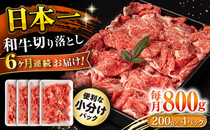 【6回定期便】長崎和牛 切り落とし 800g/月（総計4.8kg） / 牛肉 切り落とし 切りおとし きりおとし すき焼き 小分け / 大村市 / おおむら夢ファームシュシュ [ACAA227]
